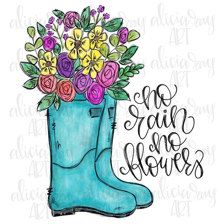 rain boots with flowers clipart