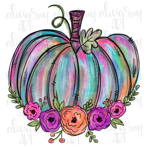 Painted Pumpkin with Florals